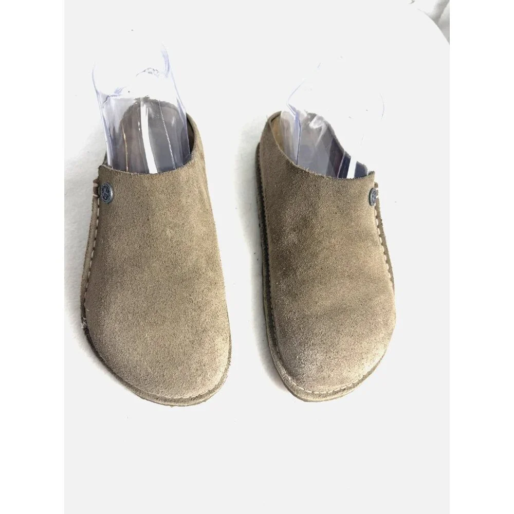 Birkenstock Zermatt Premium Suede Leather Tan Beige Sz 38 7-7.5 Clog Slip On Y2K - Picture 1 of 10